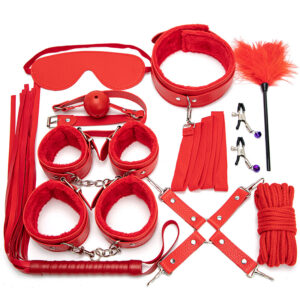 Bondage Kit, 10 Piece Under Bed Restraint Set Love Cuffs ( Red )
